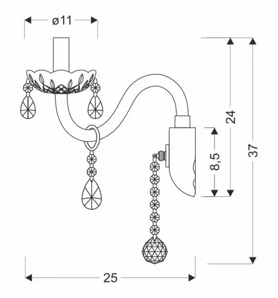 Nástenná lampa Cristallo 1x40W E14 priehľadná