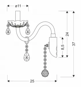Nástenná lampa Cristallo 1x40W E14 priehľadná