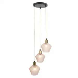 Závesná lampa Greniko, čierna, 3x40W, E14, bezfarebné tienidlo