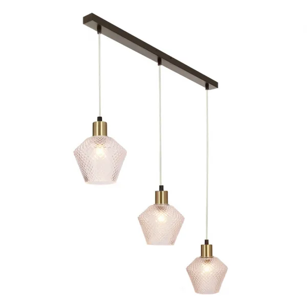 Závesná lampa Greniko čierna 3x40W E14 priehľadné tienidlo