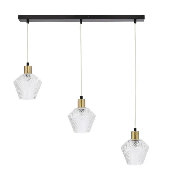 Závesná lampa Greniko čierna 3x40W E14 priehľadné tienidlo