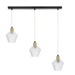 Závesná lampa Greniko čierna 3x40W E14 priehľadné tienidlo