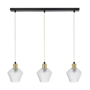 Závesná lampa Greniko čierna 3x40W E14 priehľadné tienidlo