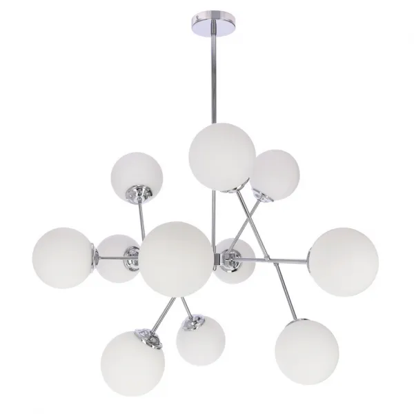 Závesná lampa BELWEDER chróm 12x40W E14 biele tienidlo