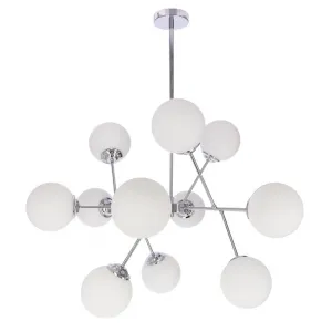 Závesná lampa BELWEDER chróm 12x40W E14 biele tienidlo