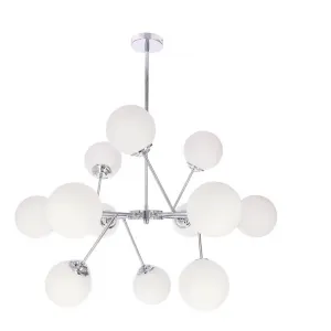 Závesná lampa BELWEDER chróm 12x40W E14 biele tienidlo
