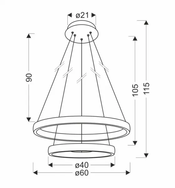 ZÁVESNÁ LAMPA HASHIM 60+40CM MATNÁ TMAVO ZLATÁ 22W+34W LED KRYŠTÁLY ČÍRE