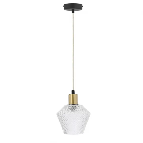 Závesná lampa Greniko čierna 1x40W E14 priehľadné tienidlo