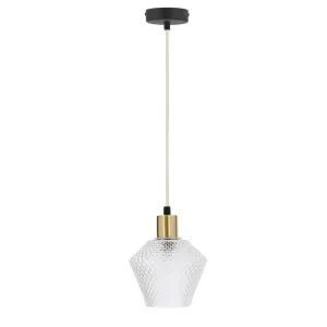 Závesná lampa Greniko čierna 1x40W E14 priehľadné tienidlo