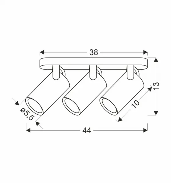 Stropná lampa Gary, čierna, tienidlo 3x15W GU10, čierne