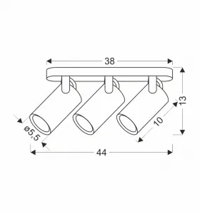 Stropná lampa Gary, čierna, tienidlo 3x15W GU10, čierne