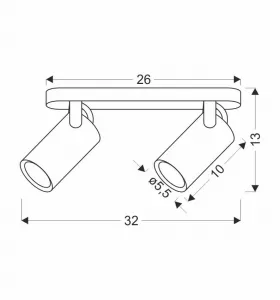 Stropná lampa Gary, čierna, 2x15W, tienidlo GU10, čierne