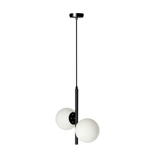 Závesná lampa Duo čierna 2x15W E14 biele tienidlo