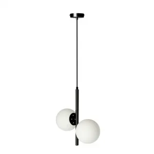 Závesná lampa Duo čierna 2x15W E14 biele tienidlo
