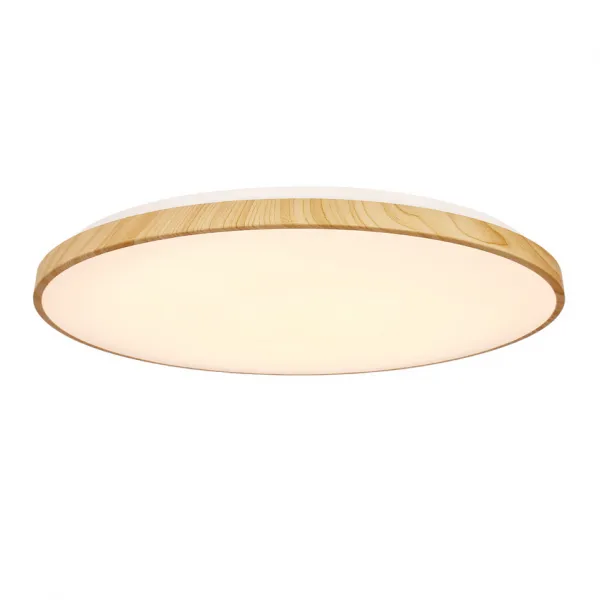 Drevená stropná lampa TENS. 48W LED 3000/4000/6000K 59cm biele tienidlo, diaľkové ovládanie