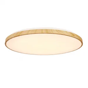 Drevená stropná lampa TENS. 48W LED 3000/4000/6000K 59cm biele tienidlo, diaľkové ovládanie