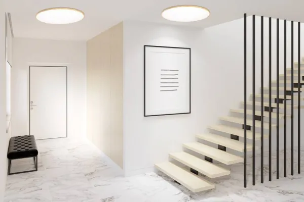 Drevená stropná lampa TENS. 48W LED 3000/4000/6000K 59cm biele tienidlo, diaľkové ovládanie
