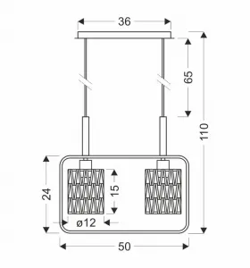 Závesná lampa Crown, čierna, 2x40W, E27, béžové tienidlo