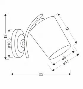 Nástenná lampa Esnyr Lamp, chróm+čierna, 1x40, tienidlo E27, biela