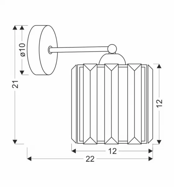 Nástenná lampa Glassia Lamp čierna 1X40 E27 čierne tienidlo + číre kryštály