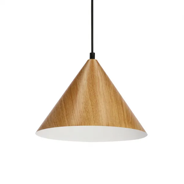 Závesná lampa Dunca 25 Čierna 1X40 E27 Svetlý dubový tienidlo