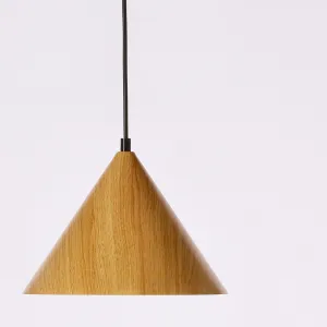 Závesná lampa Dunca 25 Čierna 1X40 E27 Svetlý dubový tienidlo