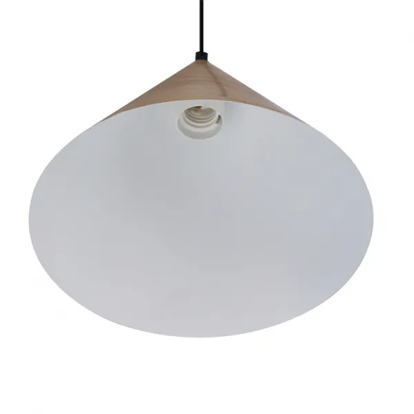 Závesná lampa Dunca 25 Čierna 1X40 E27 Svetlý dubový tienidlo