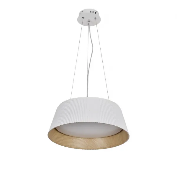 Závesná lampa Umbria biela drevená LED biela tienidlo