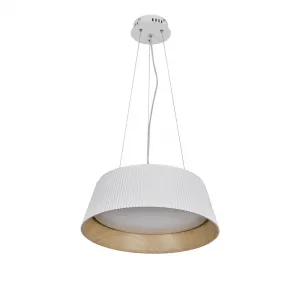 Závesná lampa Umbria biela drevená LED biela tienidlo