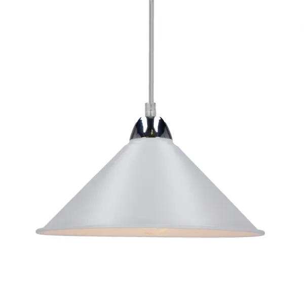 Závesná lampa Avola, chróm, 26 l/60W, tienidlo E27, biela