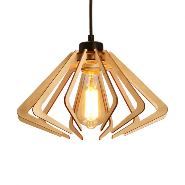 Závesná lampa Eco 6 s dreveným tienidlom 1x40 E27