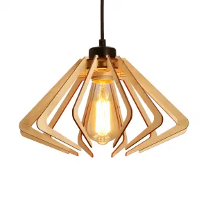 Závesná lampa Eco 6 s dreveným tienidlom 1x40 E27
