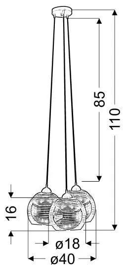Závesná lampa Trio, tienidlo e27, zlatá