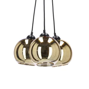 Závesná lampa Trio, tienidlo e27, zlatá