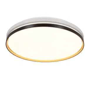 Stropná lampa Montana, plafón, čierna+biela+zlatá, 24W LED, 40cm, biele tienidlo