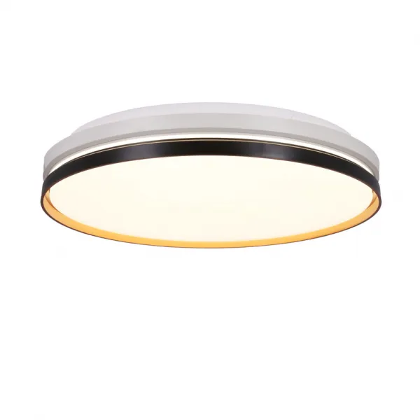 Stropná lampa Montana, plafón, čierna+biela+zlatá, 24W LED, 40cm, biele tienidlo