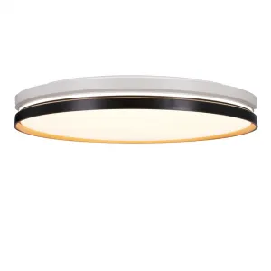 Stropná lampa Montana, plafón, čierna+biela+zlatá, 24W LED, 40cm, biele tienidlo