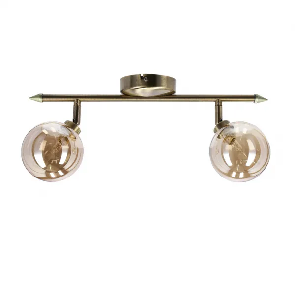 Stropná lampa Rodia patinovaná páska 2x40W g9 jantárové tienidlo
