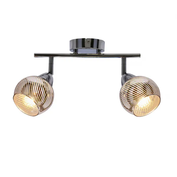 Stropná lampa Virginia s chrómovým pásikom, zrkadlové tienidlo e14