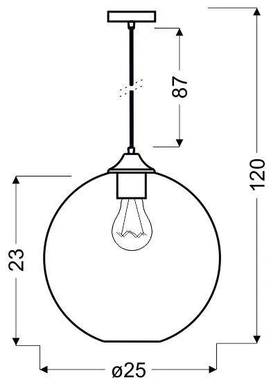 Stropná lampa Edison s červenou sklenenou guľou