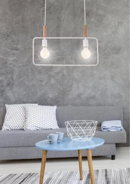 Závesná lampa biela s nastaviteľnou výškou 2x60W E27 rám