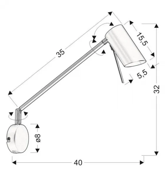 Nástenná lampa matná biela nastaviteľná otočná GU10 40W Milly