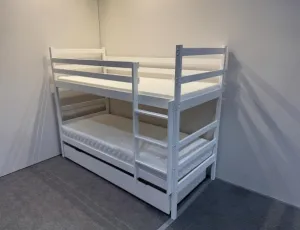 Elvisia Drevená poschodová posteľ MONEY so zásuvkou | biela 80 x 180 cm