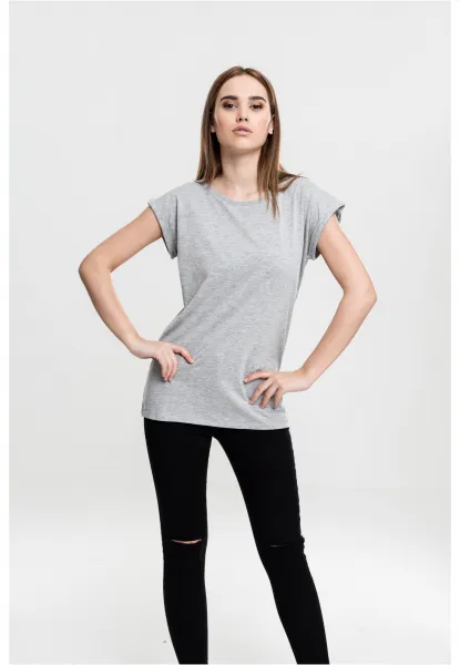 Women's T-shirt with extended shoulder gray