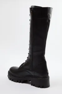 Trendyol Black Lace-Up Thick Sole Women's Boots