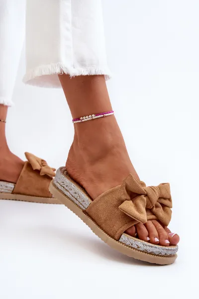 Boto Dámske šľapky na platforme s mašľou Camel Aflia