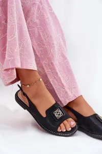 S. BARSKI Elegantné Dámske Sandále Na Ploškom Opätku S Dekoráciou S.Barski
