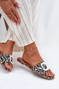 Boto Ploché Dámske Sandále S Ozdobnou Prackou Zebra Clariola