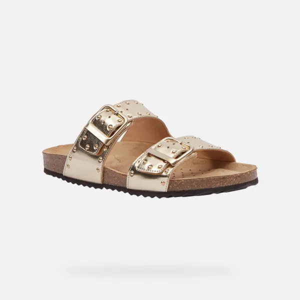 Gold women's slippers Geox Brionia R - Women's