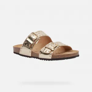 Gold women's slippers Geox Brionia R - Women's